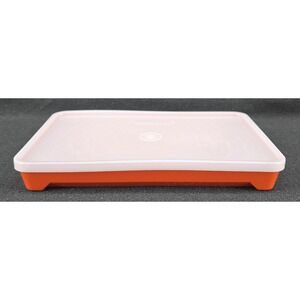 Vtg Tupperware Deli Meat Keeper 1292 W/Lid Paprika Orange Marinade Hot Dog Grill